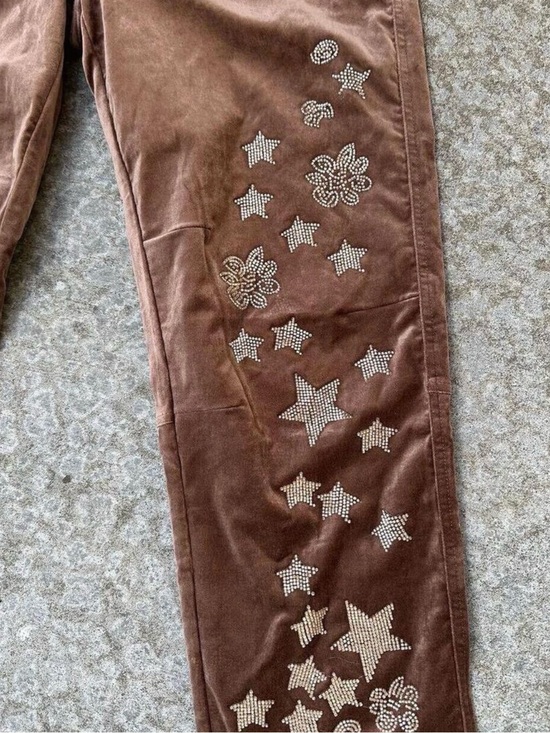 Pilcro Pants - Pilcro The Wanderer Brown  Straight Leg Cords w/ Gold Bead Embroidery. NWT